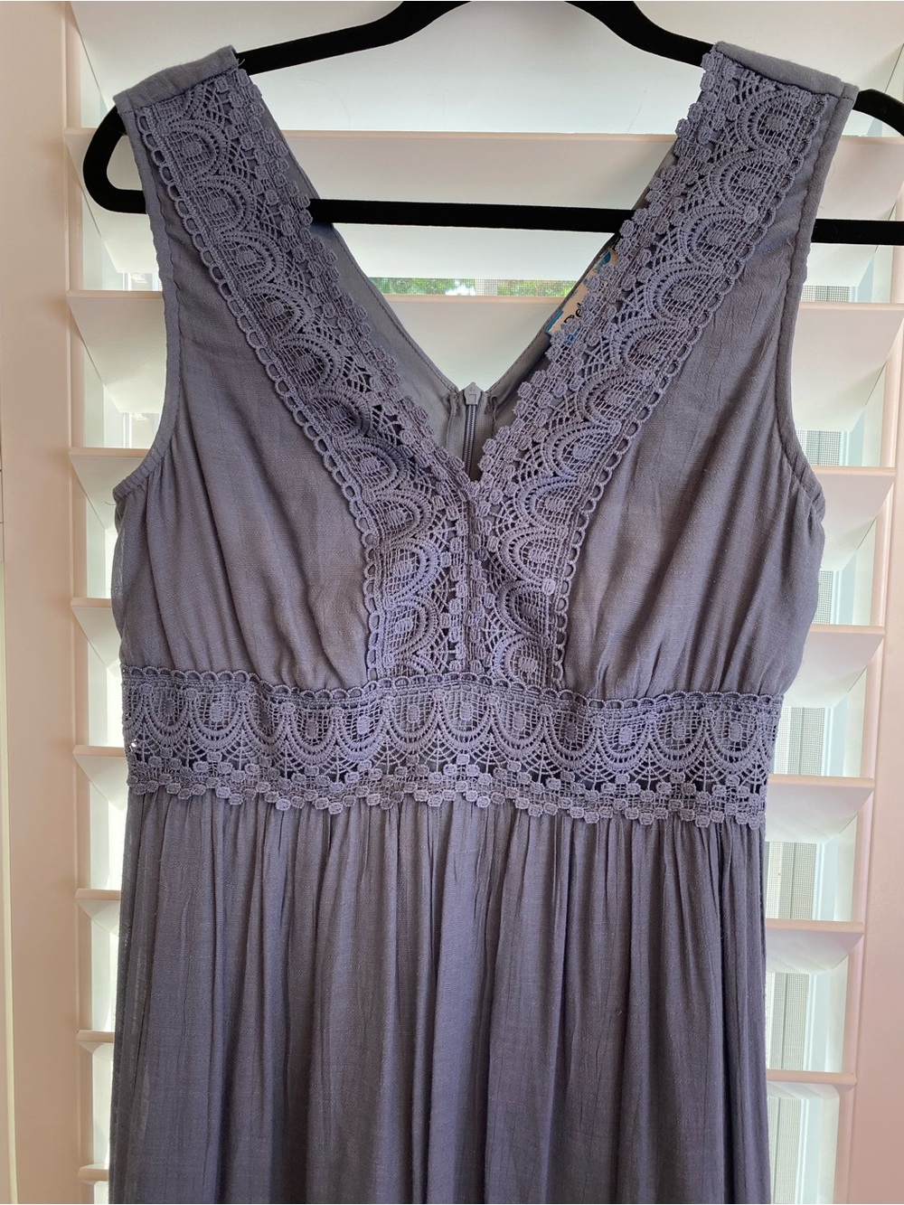 Rebellion Sleeveless Lace-Trim Maxi Dress in Dusty Lavender